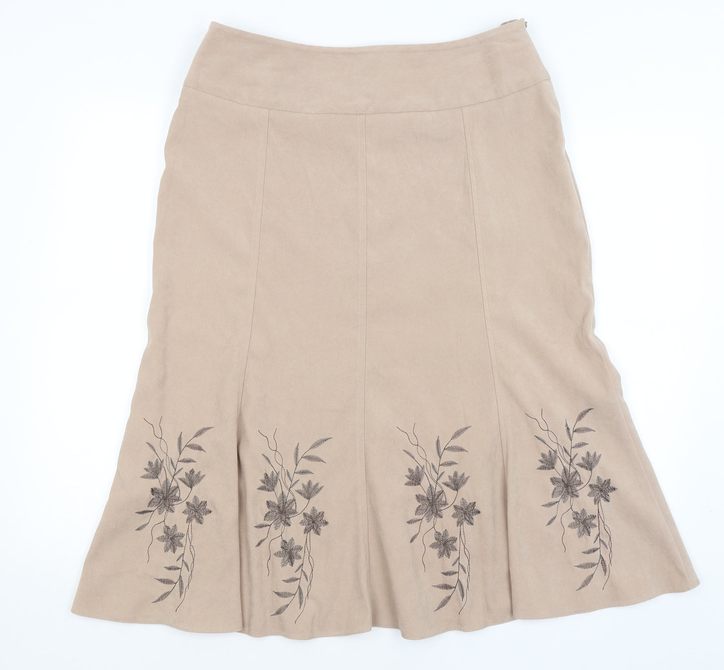 Bonmarche Womens Beige Floral  A-Line Skirt Size 14