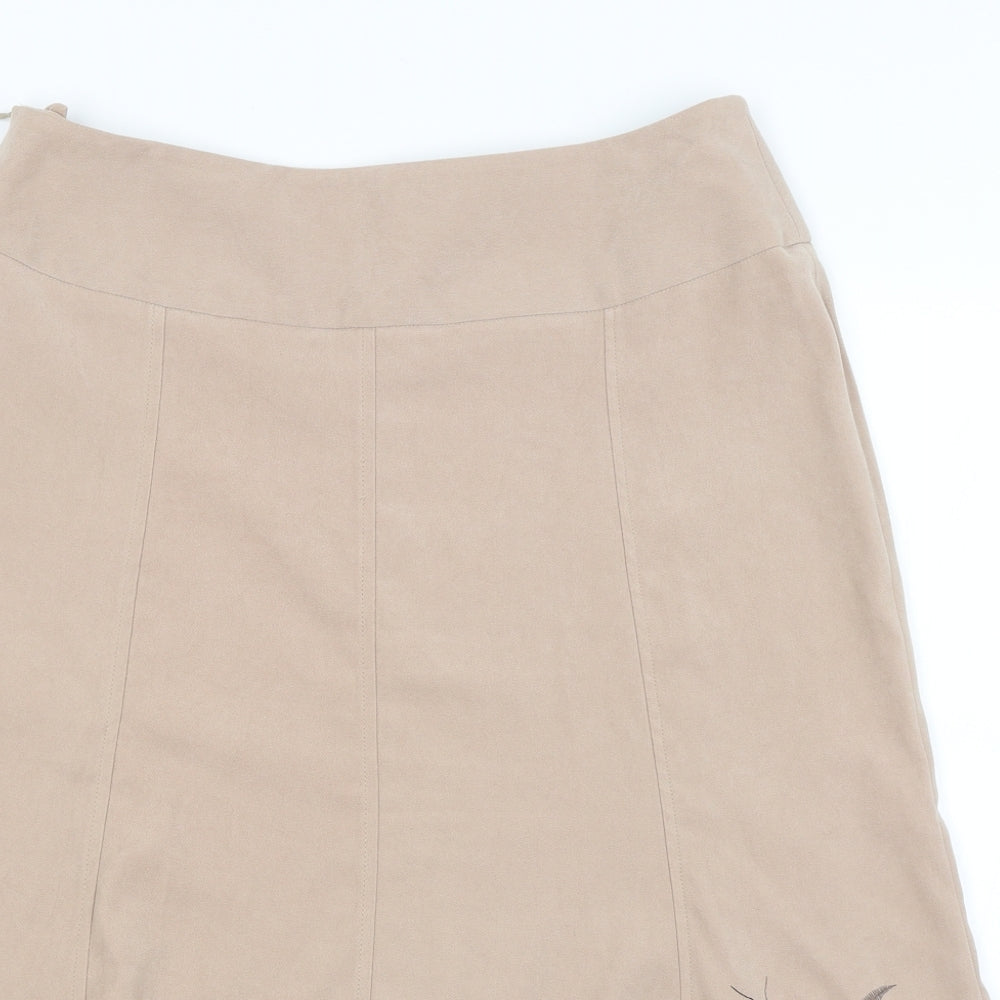 Bonmarche Womens Beige Floral  A-Line Skirt Size 14