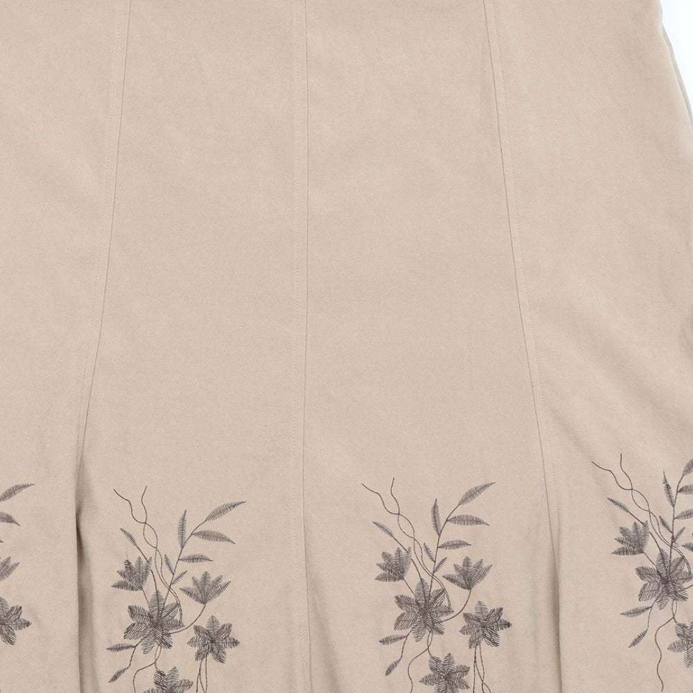 Bonmarche Womens Beige Floral  A-Line Skirt Size 14