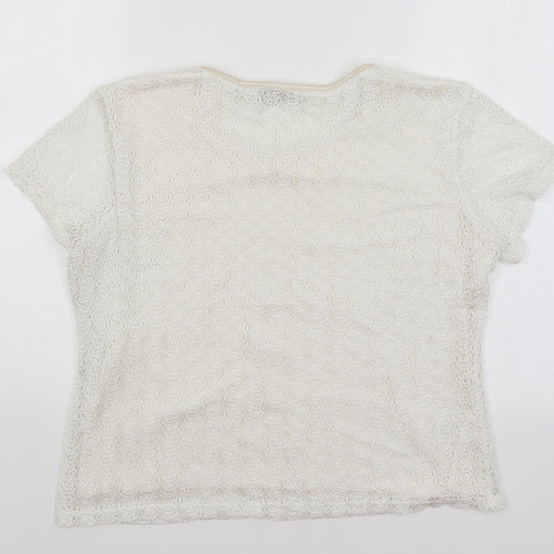 Ann Brooks Womens White   Basic T-Shirt Size 16