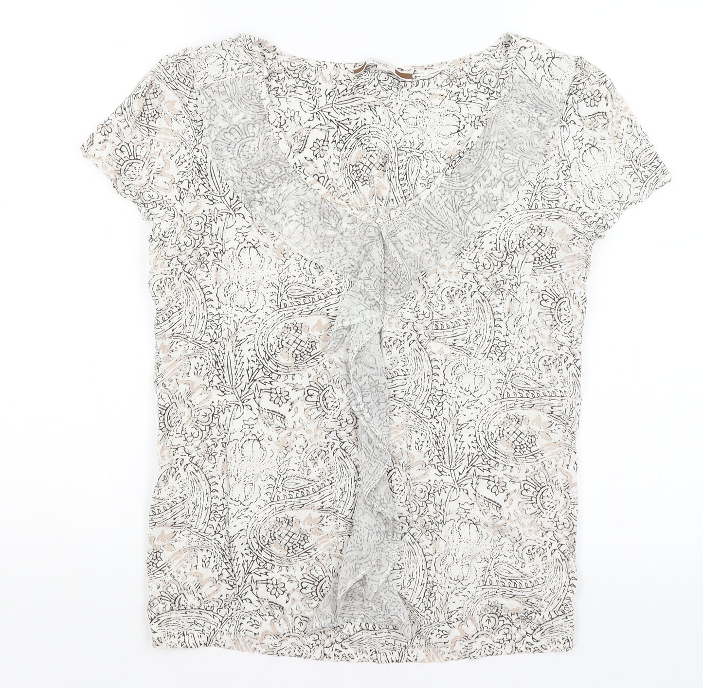 NEXT Womens White Paisley  Basic T-Shirt Size 10