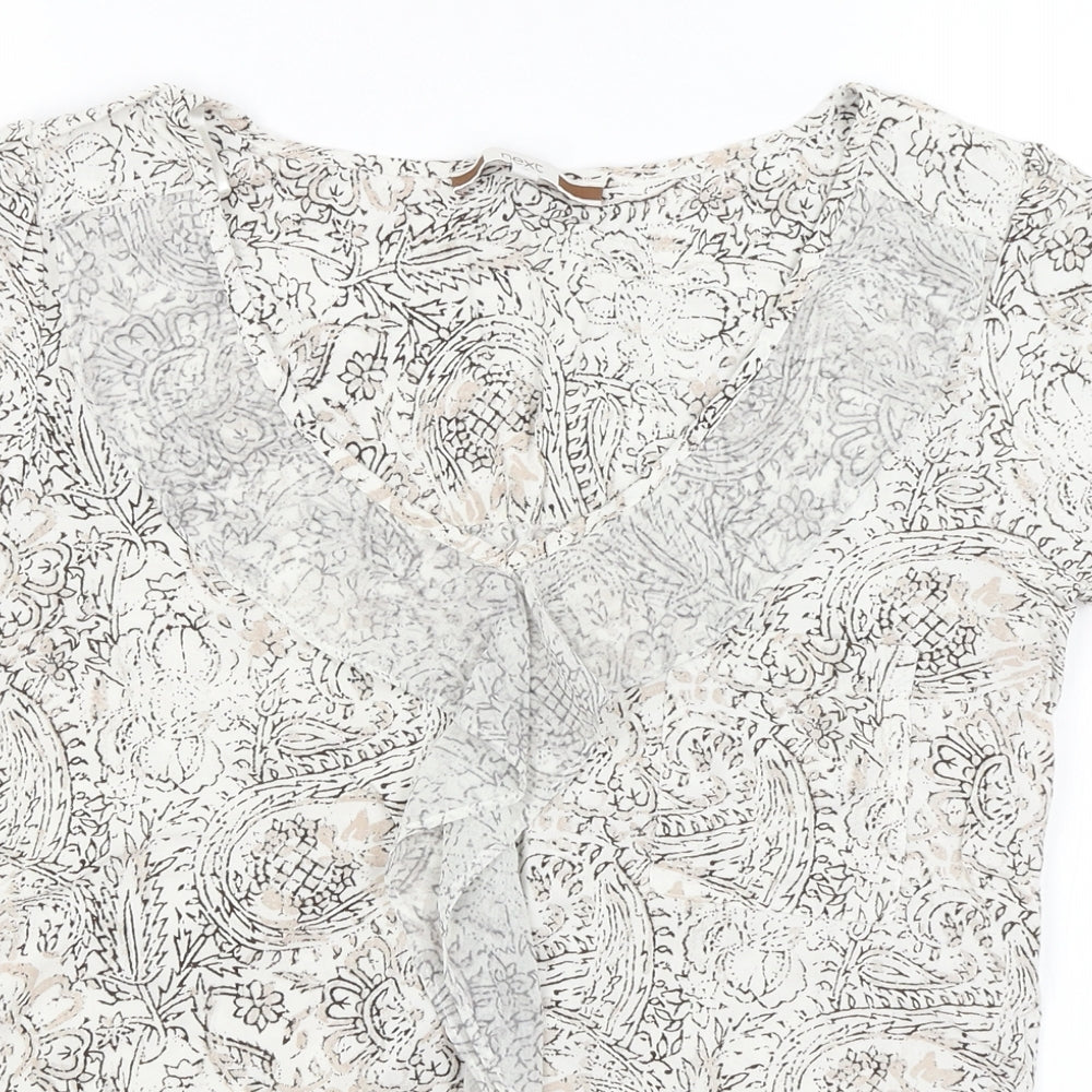 NEXT Womens White Paisley  Basic T-Shirt Size 10