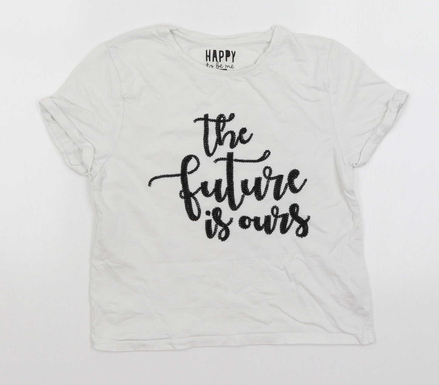 F&F Girls White   Basic T-Shirt Size 10-11 Years  - The Future is Ours