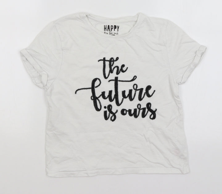 F&F Girls White   Basic T-Shirt Size 10-11 Years  - The Future is Ours