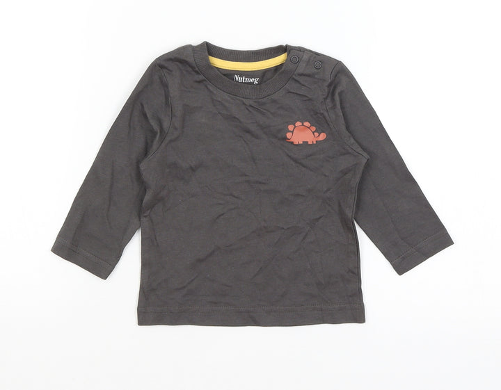 Nutmeg Baby Grey   Basic T-Shirt Size 3-6 Months  - Stegosaurus