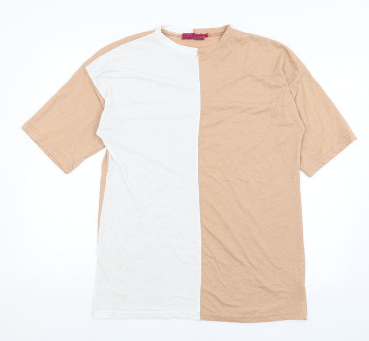 Boohoo Womens Beige Basic T-Shirt Size 8
