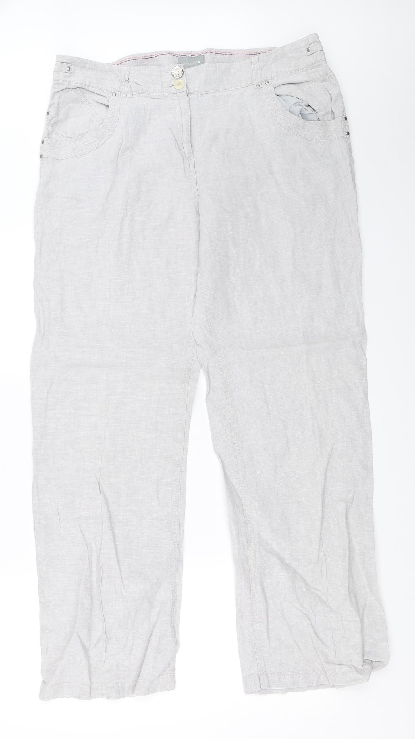 Per Una Womens Grey   Trousers  Size 16 L30.5 in