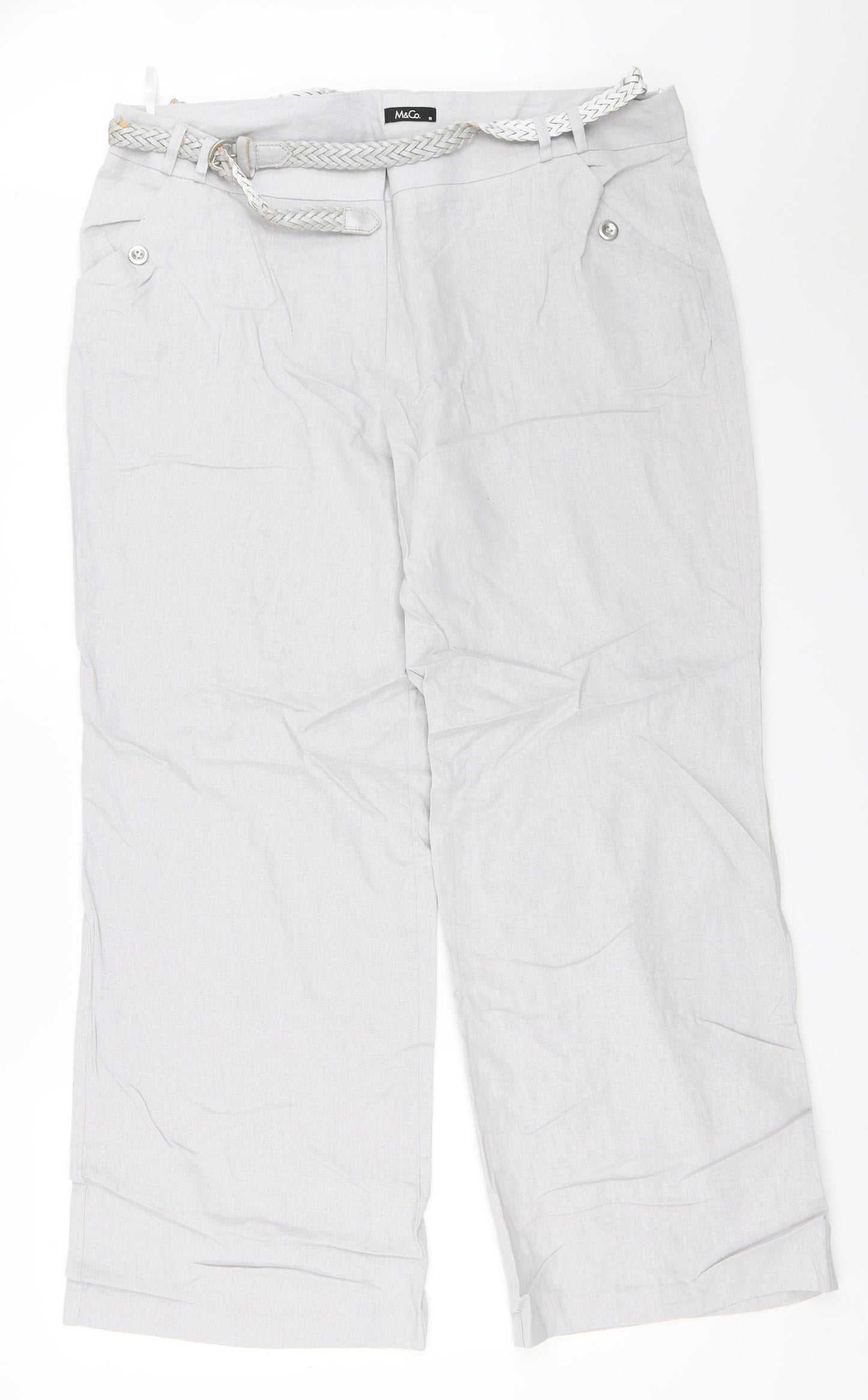 M&Co Womens Grey   Trousers  Size 18 L30 in