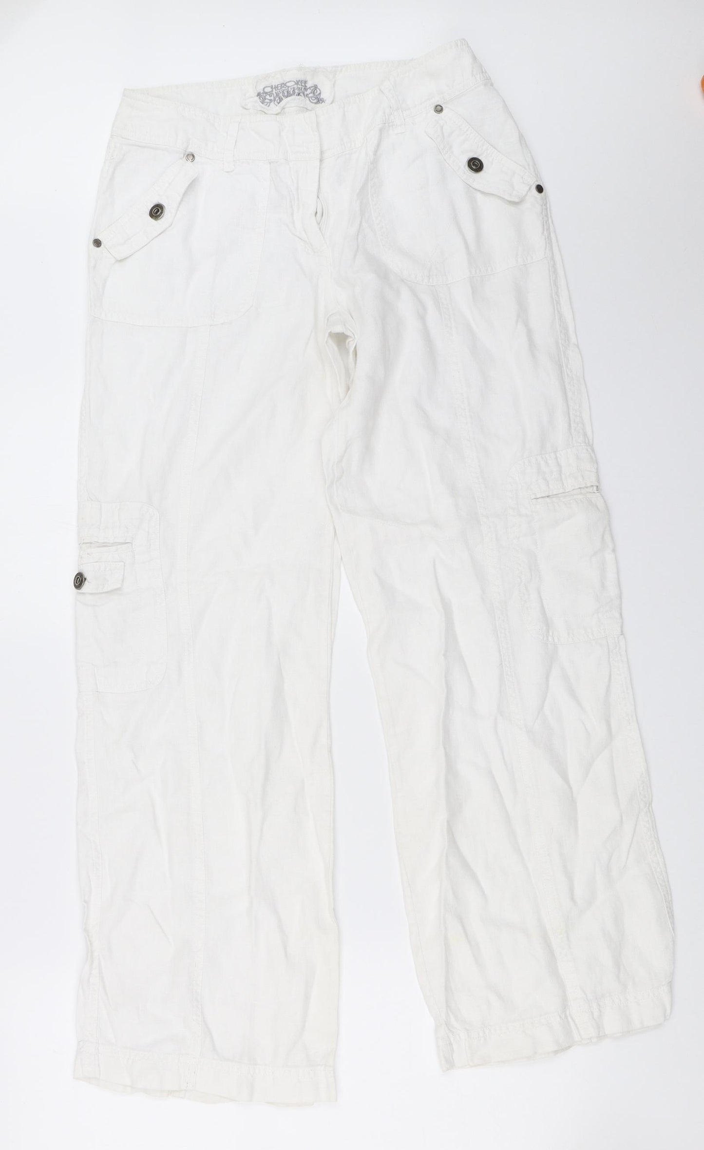 Cherokee Womens White   Trousers  Size 8 L30.5 in