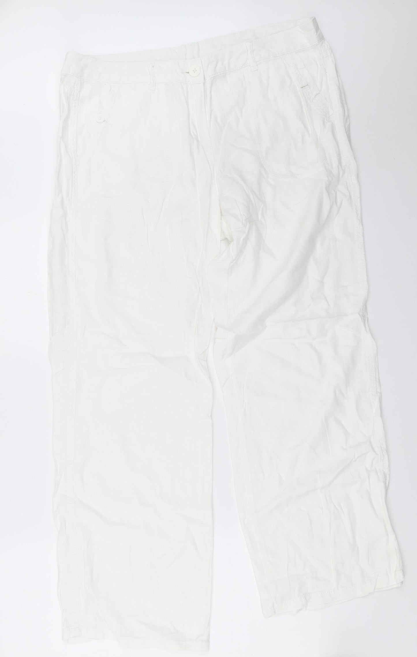 Marks and Spencer Womens White   Trousers  Size 16 L30.5 in