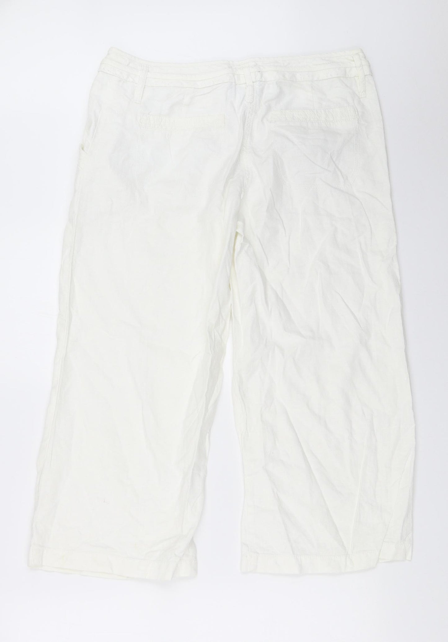 NEXT Womens White   Cropped Trousers Size 12 L22 in