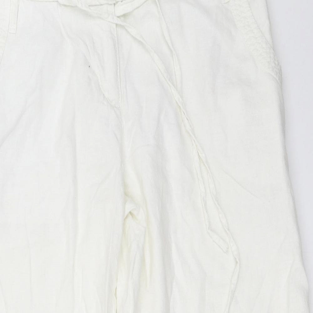 NEXT Womens White   Cropped Trousers Size 12 L22 in