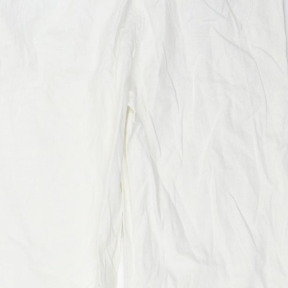 NEXT Womens White   Cropped Trousers Size 12 L22 in