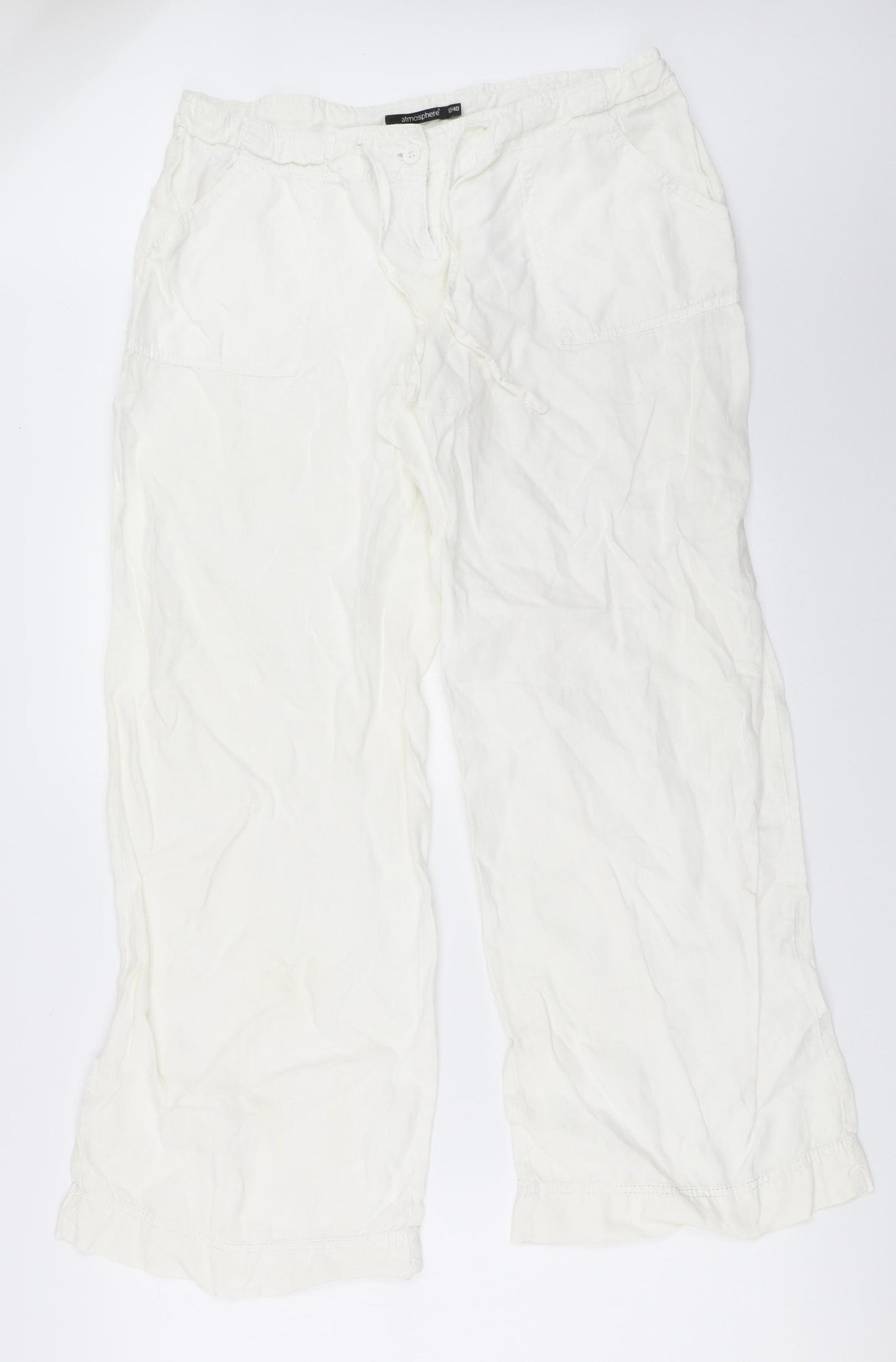 Atmosphere Womens White   Trousers  Size 12 L29.5 in