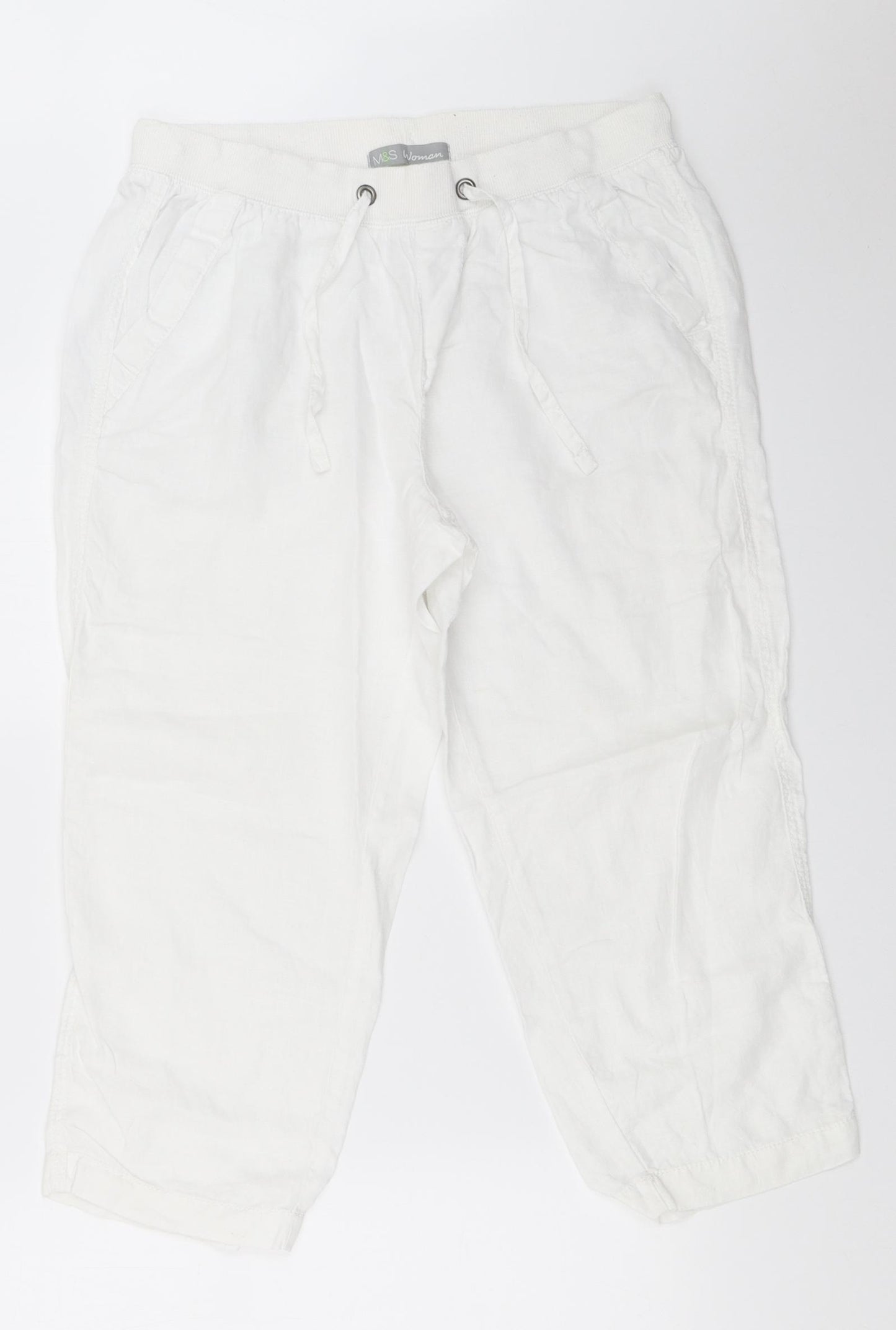 Marks and Spencer Womens White   Cropped Trousers Size 12 L20 in