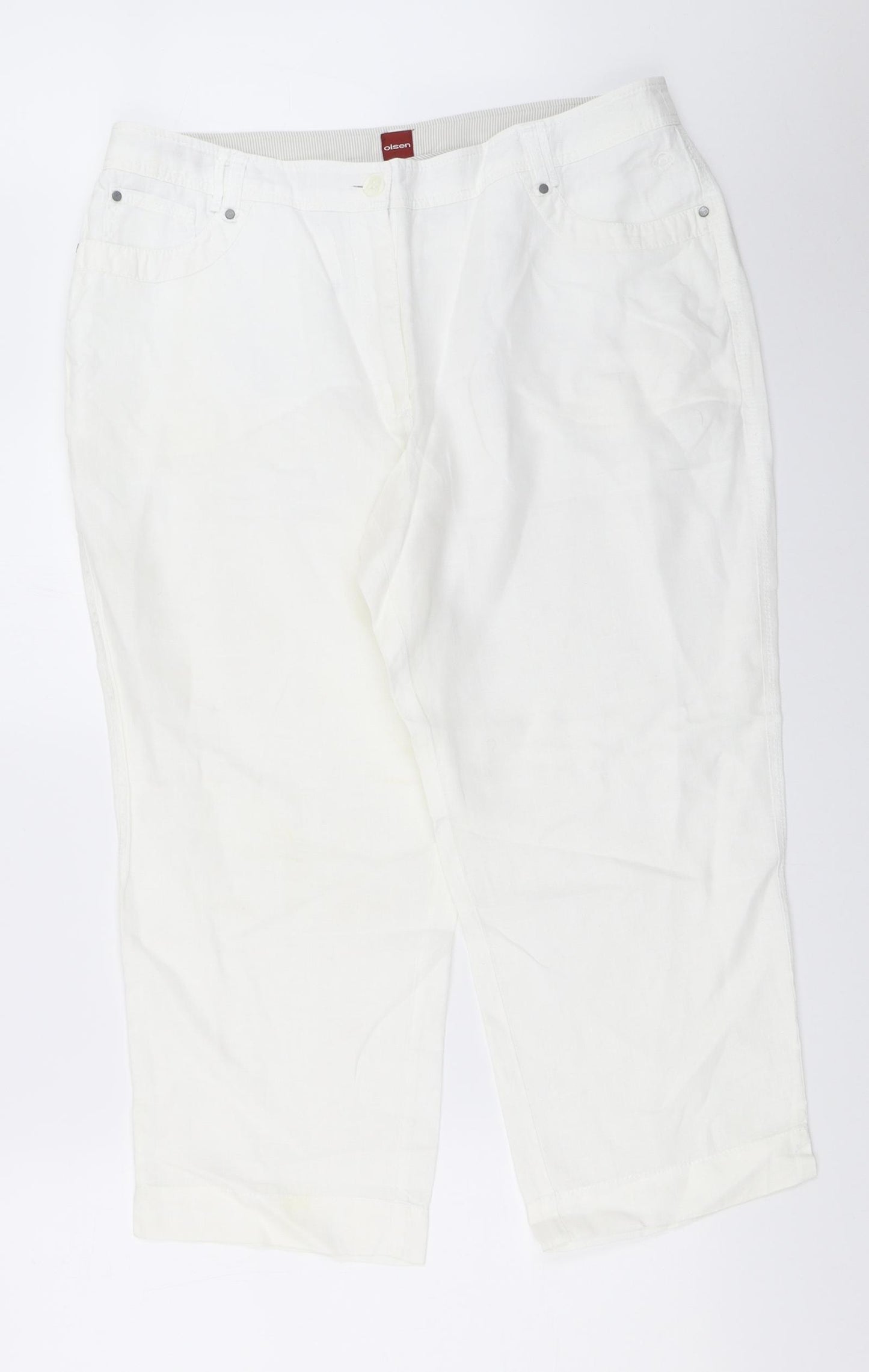 Olsen Womens White   Cropped Trousers Size 16 L23 in