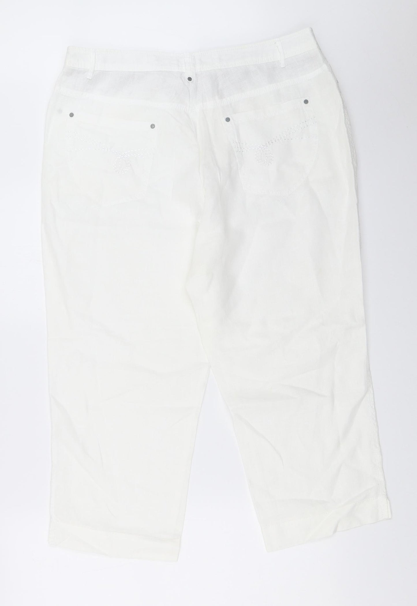 Olsen Womens White   Cropped Trousers Size 16 L23 in