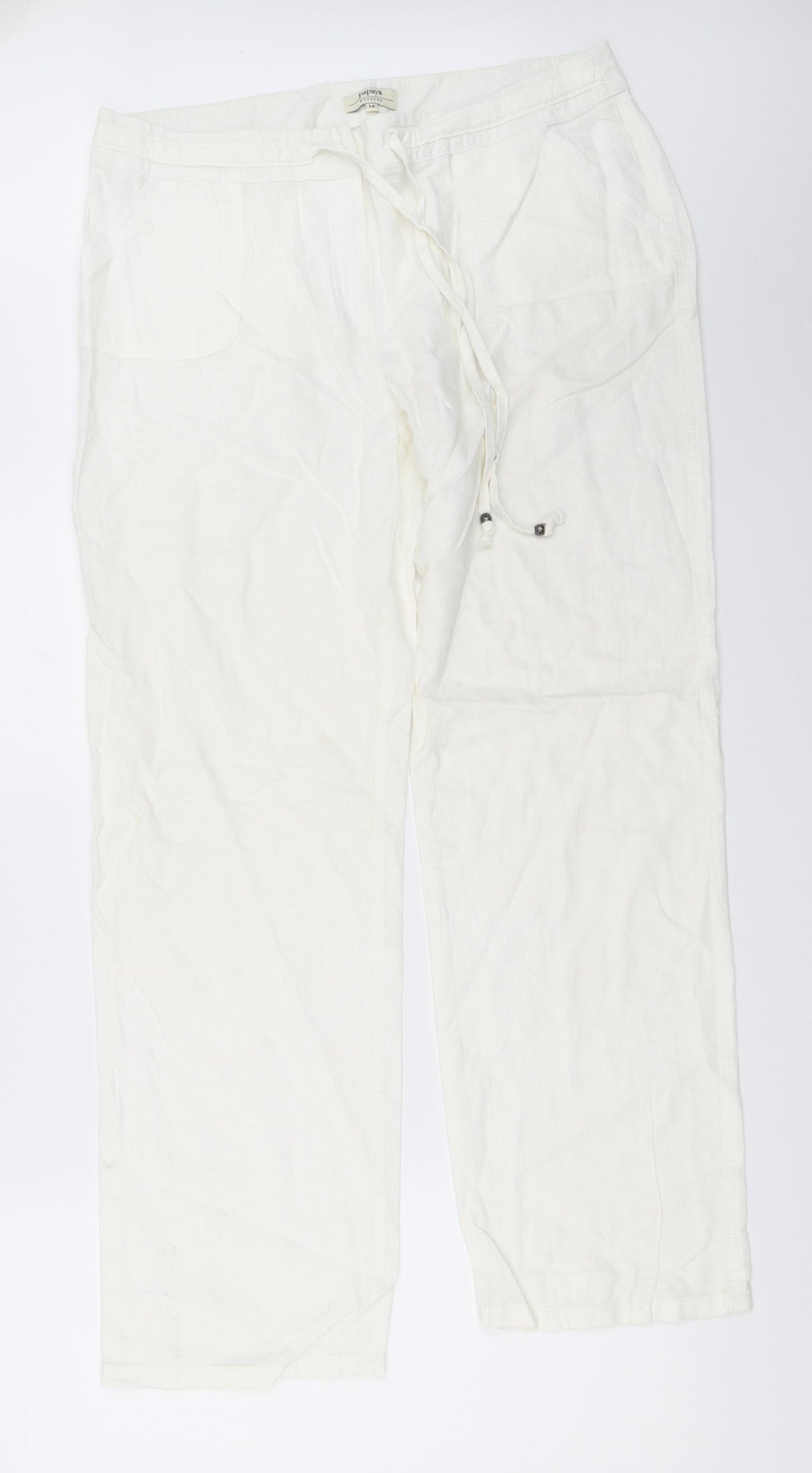 Papaya Womens White   Trousers  Size 14 L31 in