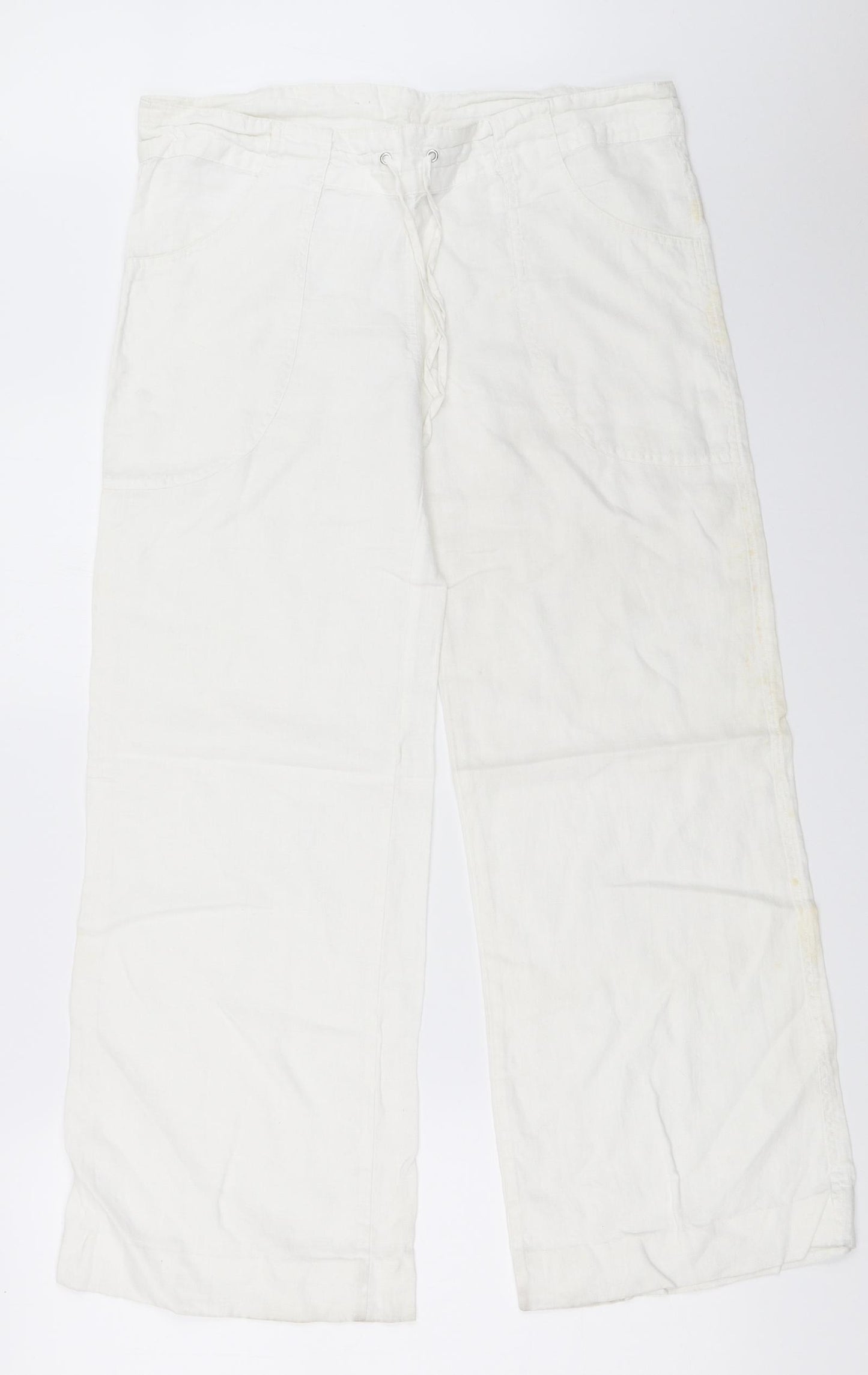 H&M Womens White   Trousers  Size 34 L27 in