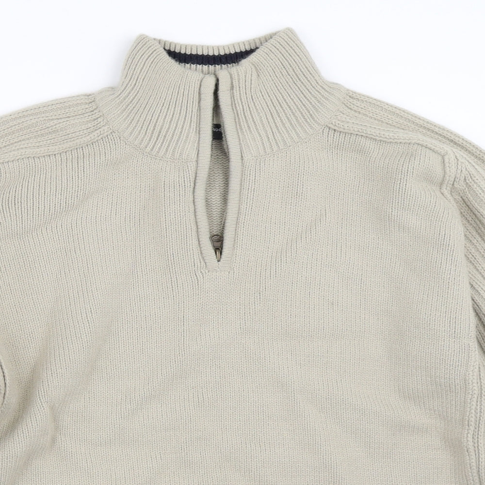 Cedar Wood State Mens Beige   Henley Jumper Size S