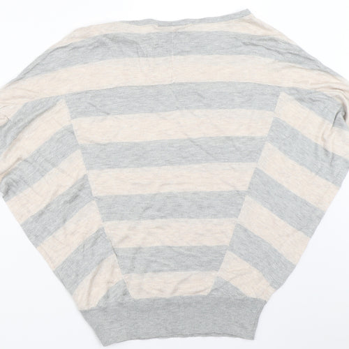 Warehouse Womens Grey Striped  Pullover Jumper Size 8