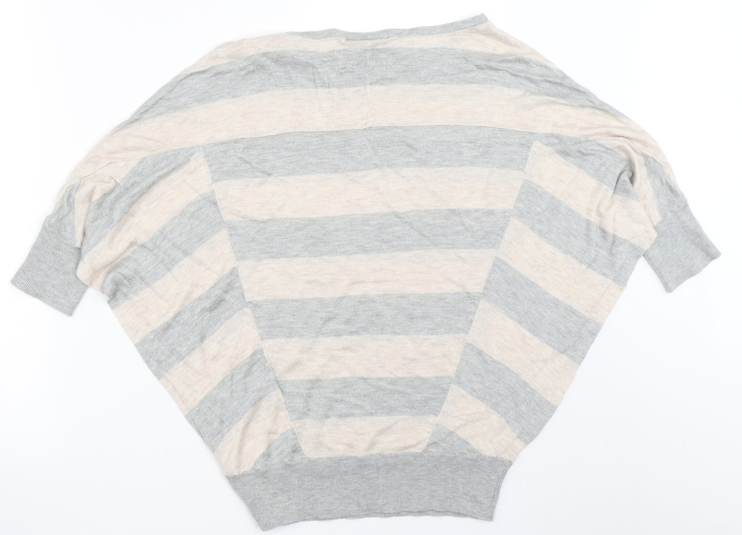 Warehouse Womens Grey Striped  Pullover Jumper Size 8
