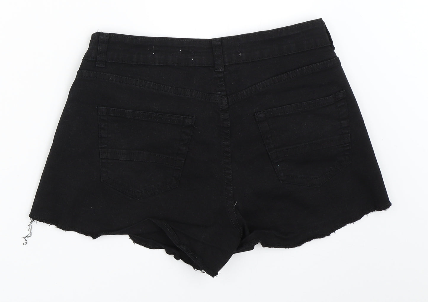 Suiteblanco Womens Black  Denim Hot Pants Shorts Size 10