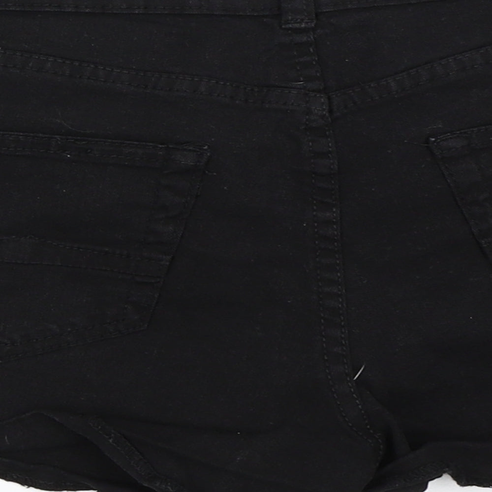 Suiteblanco Womens Black  Denim Hot Pants Shorts Size 10