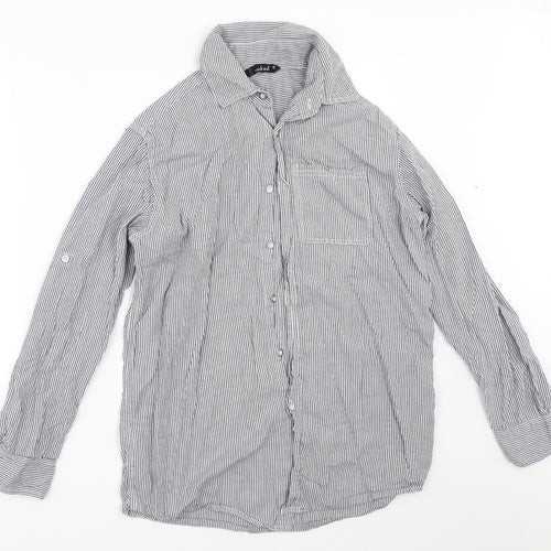 Weekend Womens Blue Striped  Basic Button-Up Size 10