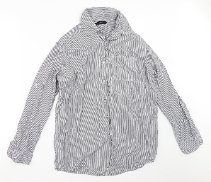 Weekend Womens Blue Striped  Basic Button-Up Size 10