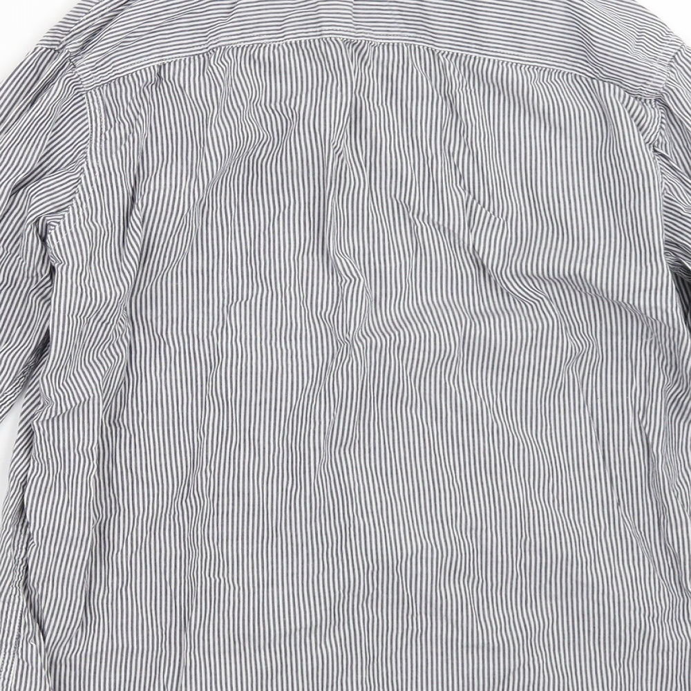 Weekend Womens Blue Striped  Basic Button-Up Size 10