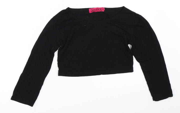 Boohoo Womens Black Cropped T-Shirt Size 8