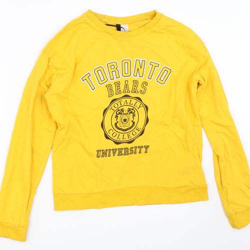 H&M Womens Yellow   Pullover Sweatshirt Size S