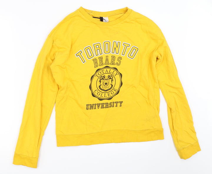 H&M Womens Yellow Pullover Sweatshirt Size S