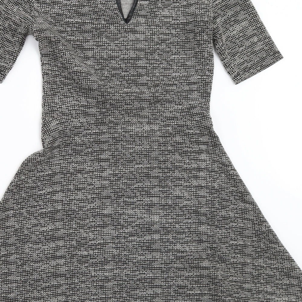 H&M Womens Grey   Fit & Flare  Size 8