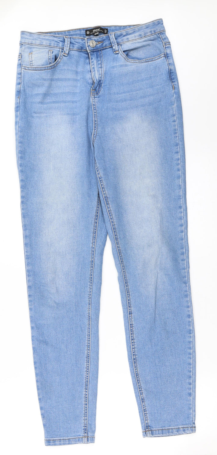 Missguided Womens Blue Denim Skinny Jeans Size 10 L28.5 in