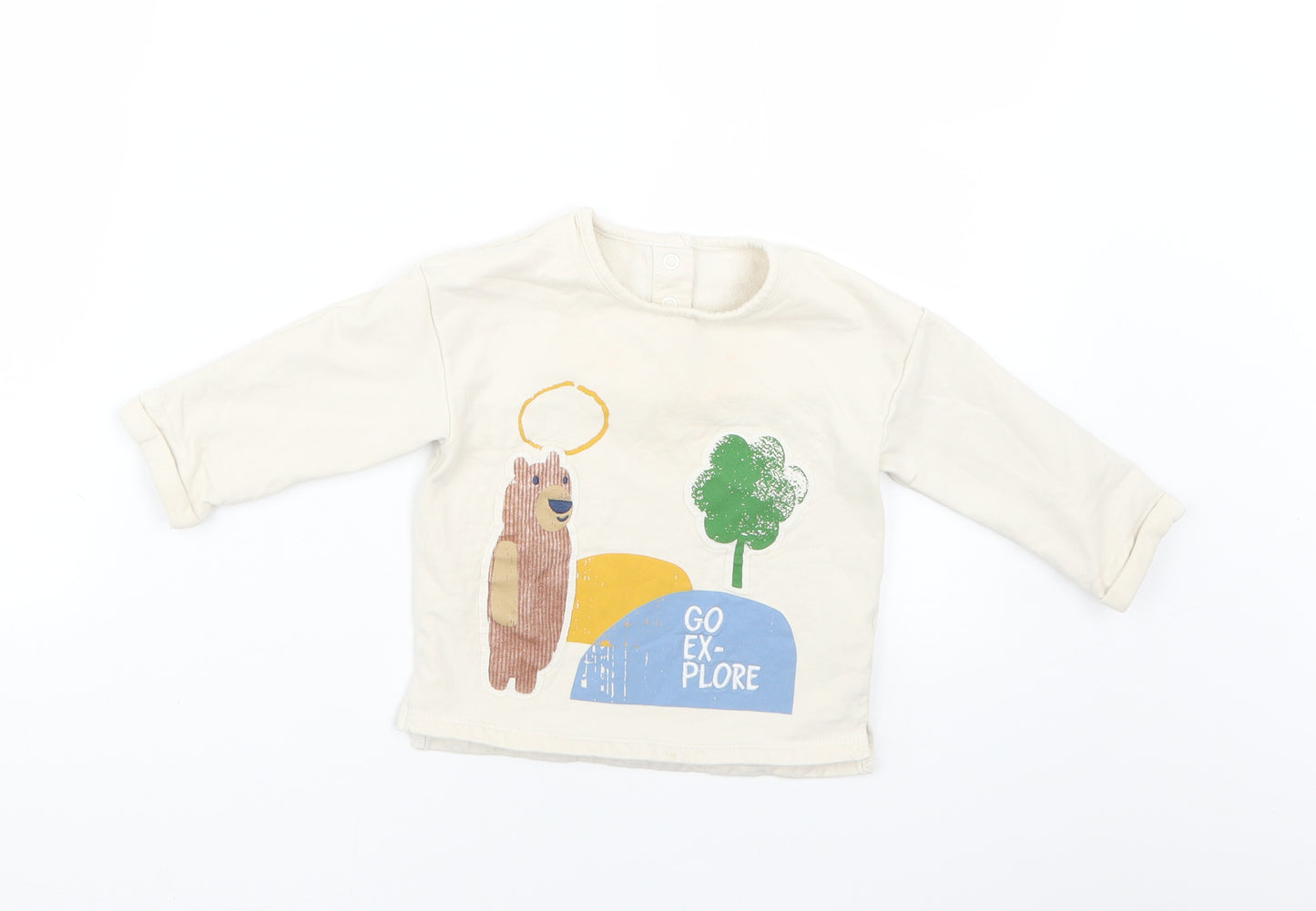 Marks and Spencer Baby Beige Geometric  Pullover Jumper Size 12-18 Months