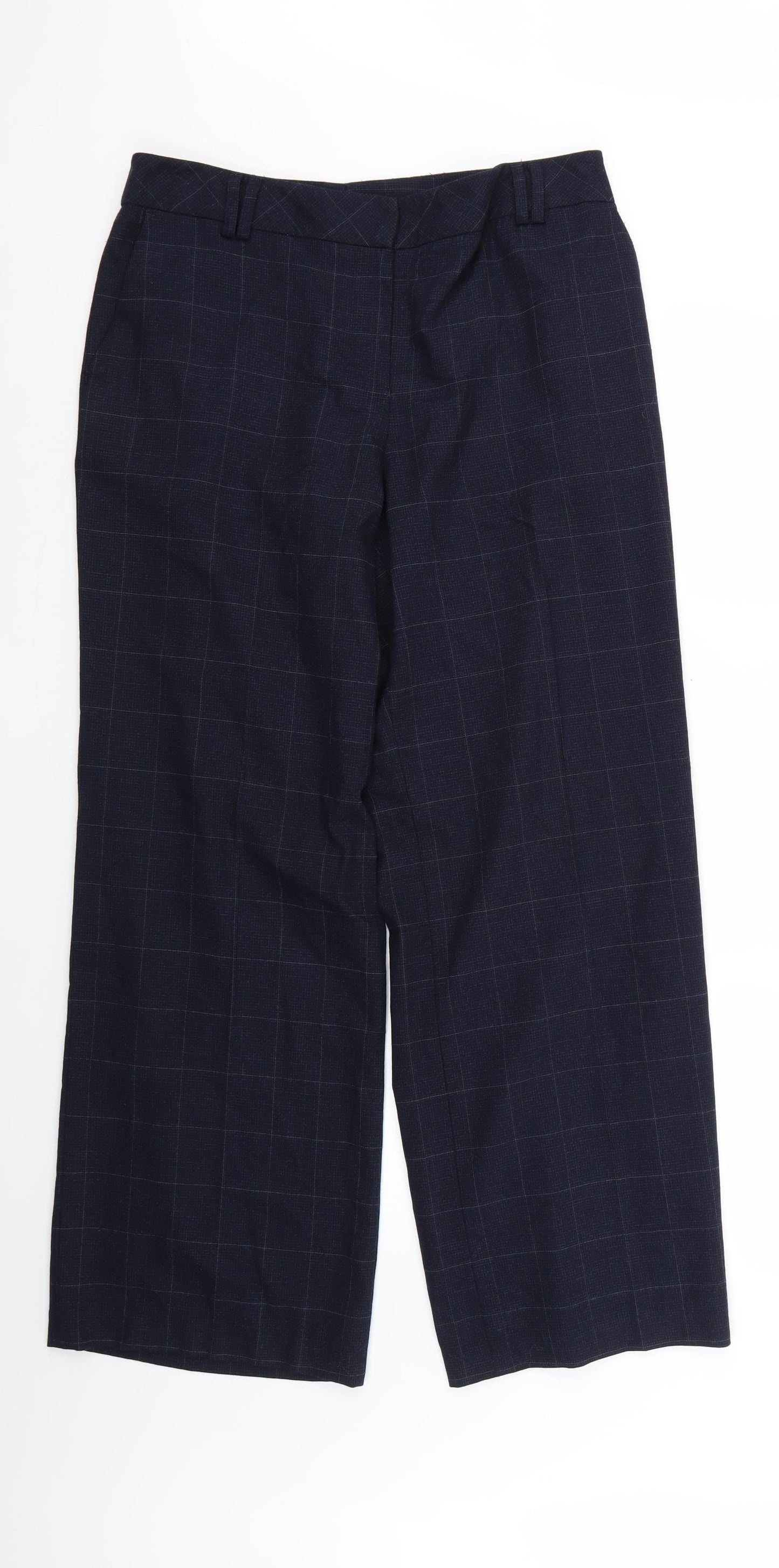 NEXT Womens Blue Check  Trousers  Size 14 L29 in
