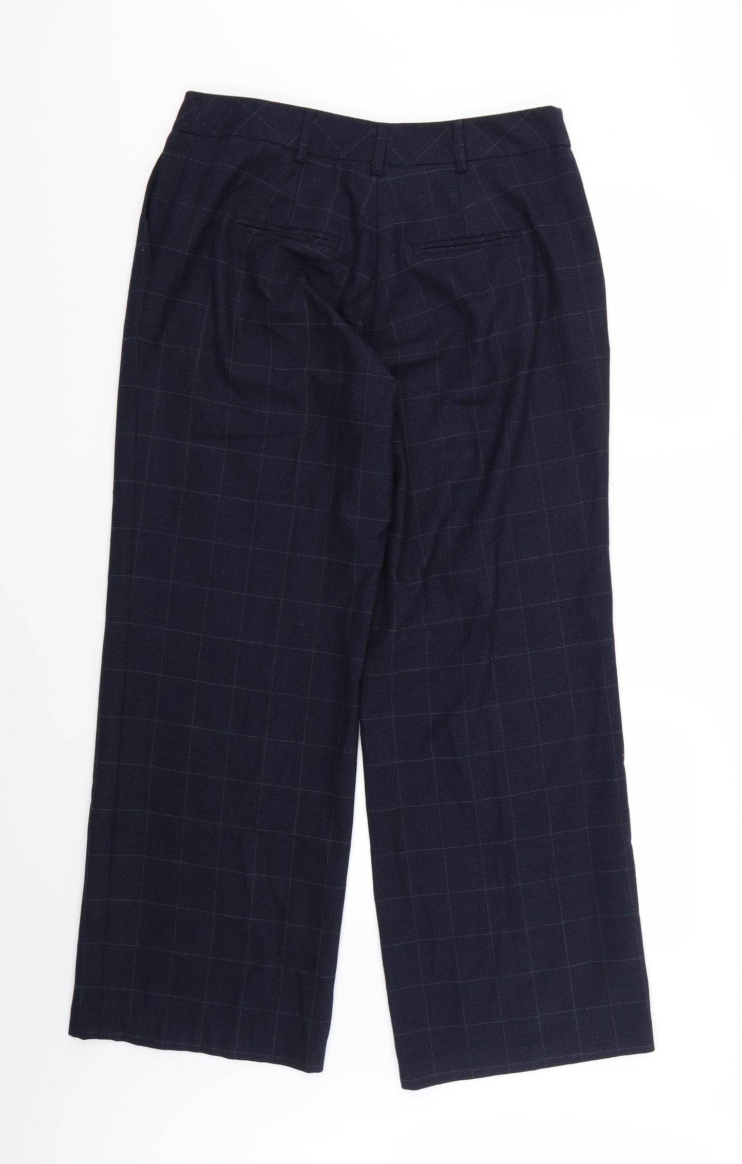 NEXT Womens Blue Check  Trousers  Size 14 L29 in