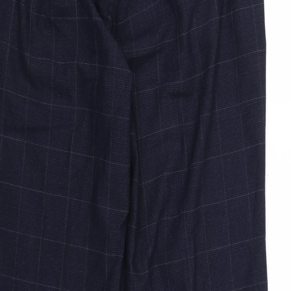 NEXT Womens Blue Check  Trousers  Size 14 L29 in
