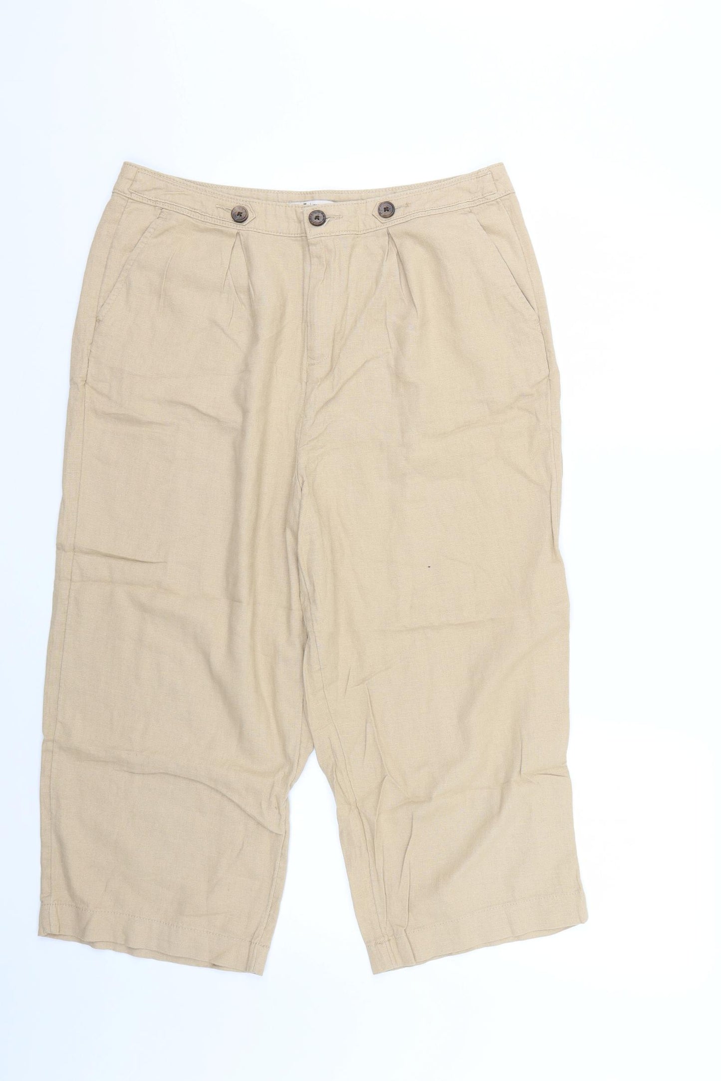 TU Womens Beige   Cropped Trousers Size 14 L20 in