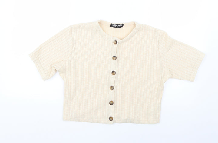 Fashion Union Womens Beige Cardigan Jumper Size 14