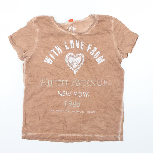 River Island Girls Beige Geometric  Basic T-Shirt Size 9-10 Years