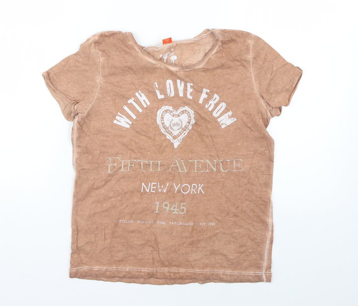 River Island Girls Beige Geometric  Basic T-Shirt Size 9-10 Years