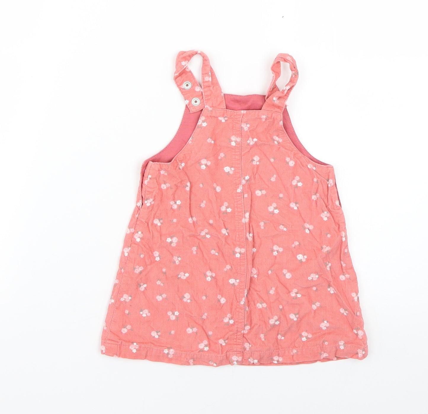 btu Baby Pink Floral  Pinafore/Dungaree Dress  Size 9-12 Months