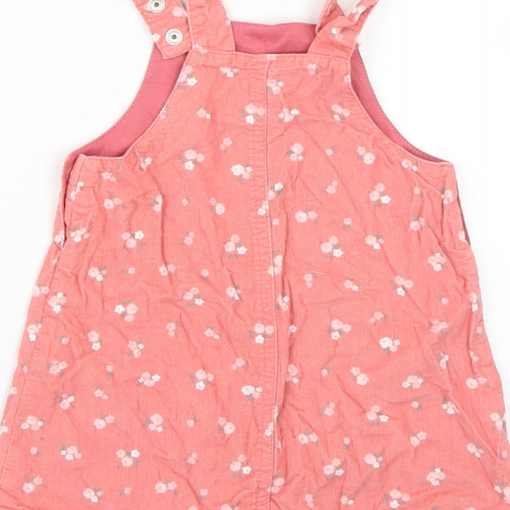 btu Baby Pink Floral  Pinafore/Dungaree Dress  Size 9-12 Months