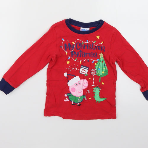 Matalan Boys Red Geometric   Pyjama Top Size 2-3 Years  - Christmas