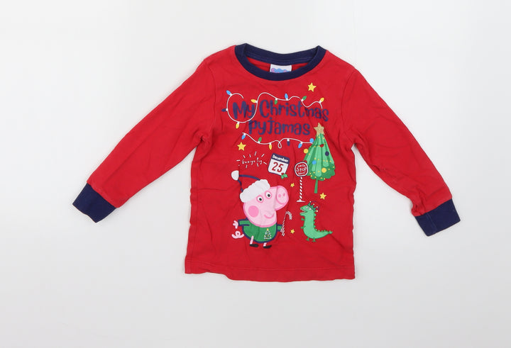 Matalan Boys Red Geometric Pyjama Top Size 2-3 Years - Christmas