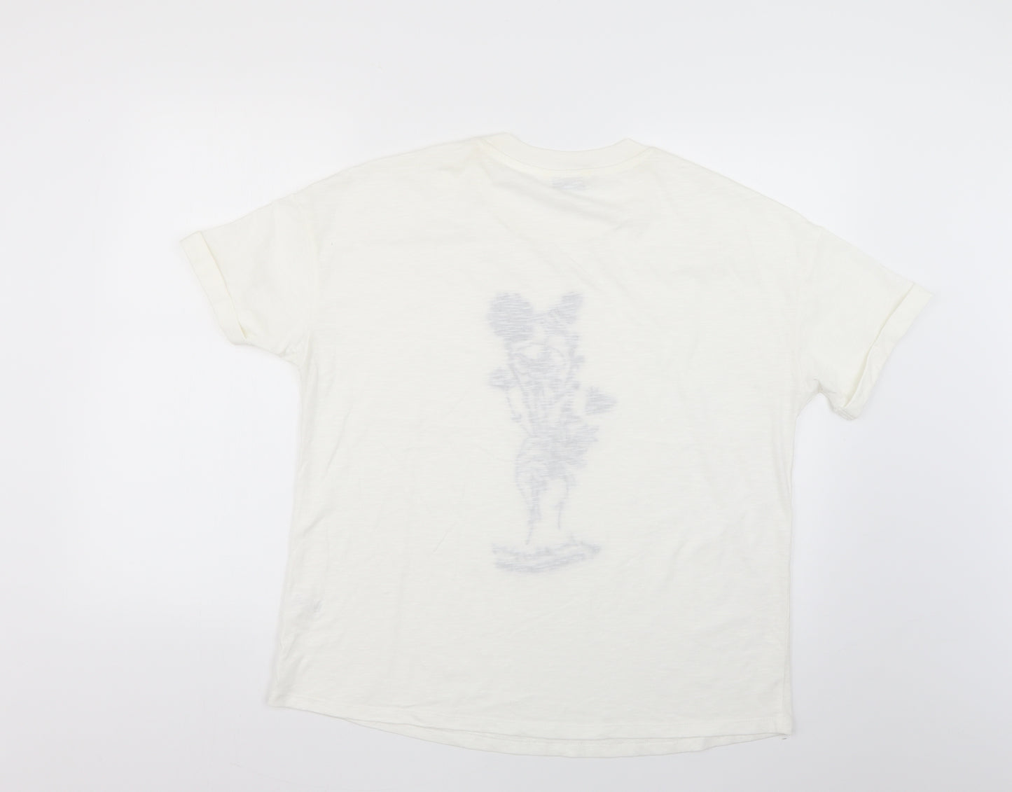 George Womens White Floral  Basic T-Shirt Size 14