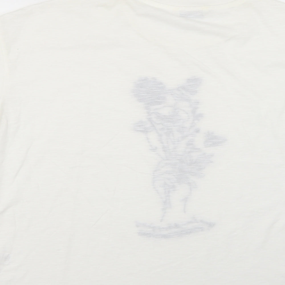 George Womens White Floral  Basic T-Shirt Size 14